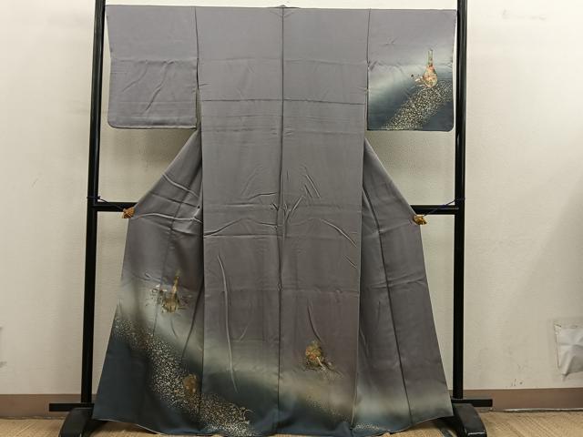 平和屋着物■訪問着 陶器花文 暈し染め 金彩 正絹 逸品 BAAY0979mz