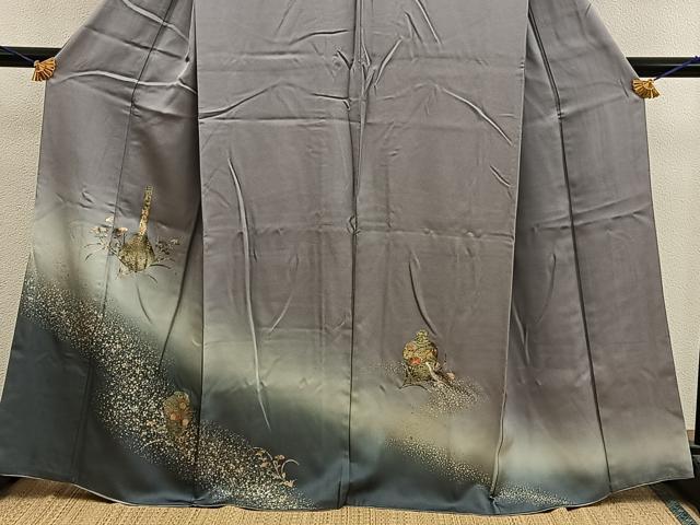 平和屋着物■訪問着 陶器花文 暈し染め 金彩 正絹 逸品 BAAY0979mz