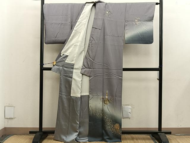 平和屋着物■訪問着 陶器花文 暈し染め 金彩 正絹 逸品 BAAY0979mz