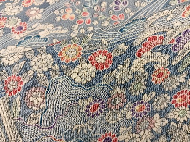 平和屋着物■上質な小紋 流水花文 鬼しぼ縮緬 正絹 逸品 BAAY0981mz