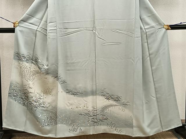 平和屋着物■訪問着 渡り橋花文 暈し染め 金銀彩 正絹 逸品 BAAY0982mz