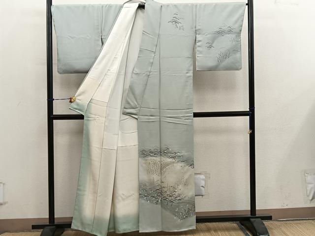 平和屋着物■訪問着 渡り橋花文 暈し染め 金銀彩 正絹 逸品 BAAY0982mz
