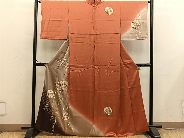 平和屋着物■訪問着 雪輪花文 暈し染め 金彩 正絹 逸品 BAAY0983mz