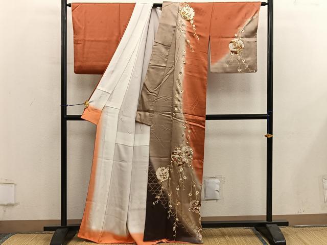 平和屋着物■訪問着 雪輪花文 暈し染め 金彩 正絹 逸品 BAAY0983mz