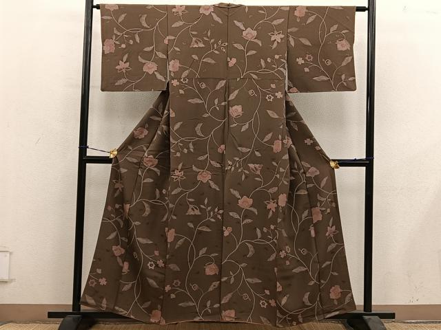 平和屋着物■上質な小紋 枝花文 正絹 逸品 BAAY0991mz