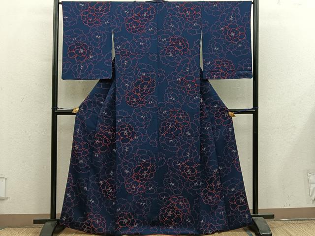 平和屋着物■上質な小紋 草花文 正絹 逸品 BAAY0992mz