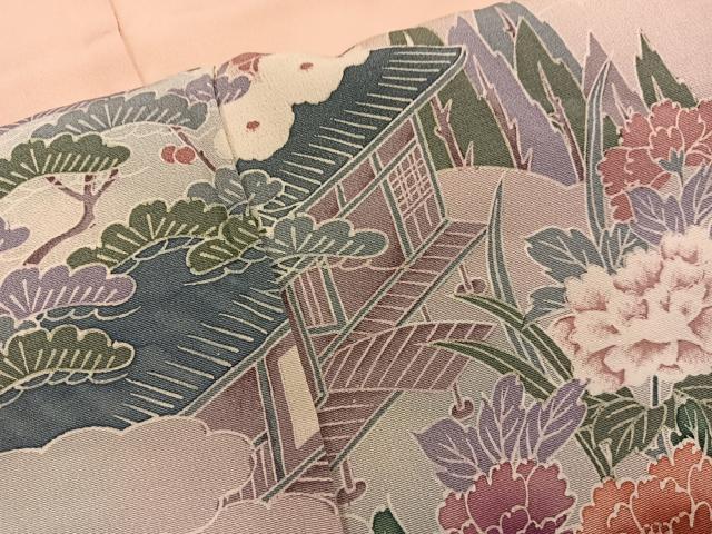 平和屋着物■訪問着 風景花文 暈し染め 正絹 逸品 BAAY0997mz