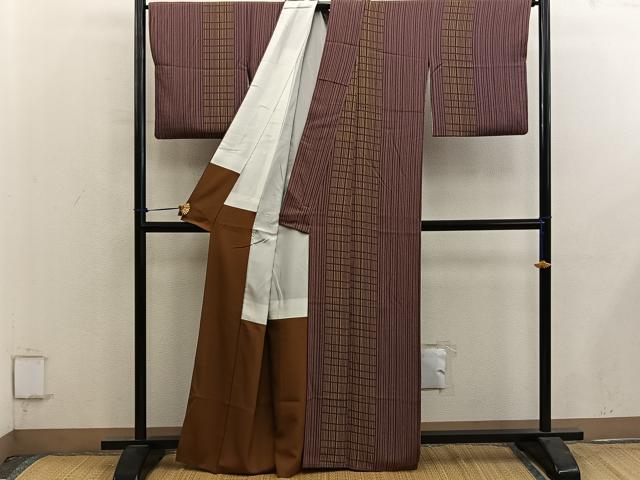 平和屋着物■上質な小紋 縞 正絹 逸品 BAAY1004mz