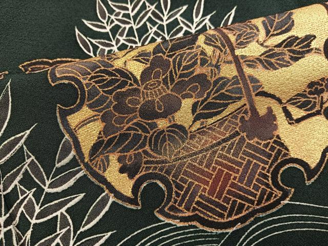 平和屋着物■訪問着 作家物 雪輪花文 黒地 金彩 正絹 逸品 BAAY1006mz