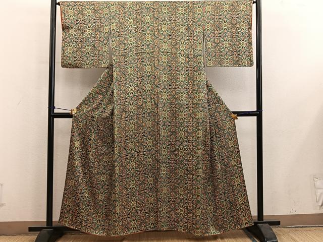 平和屋着物■上質な小紋 草花文 正絹 逸品 BAAY1010mz