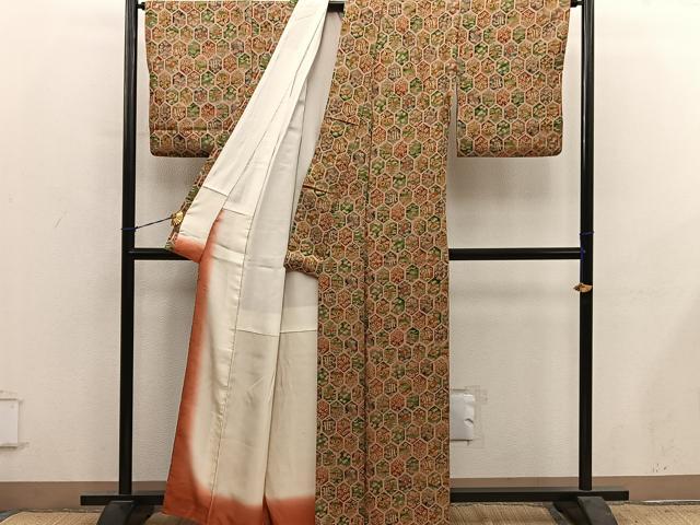 平和屋着物■上質な小紋 亀甲花文 正絹 逸品 BAAY1024mz