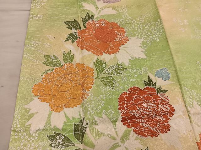 平和屋着物■訪問着 駒刺繍 枝花文 暈し染め 正絹 逸品 BAAY1034mz