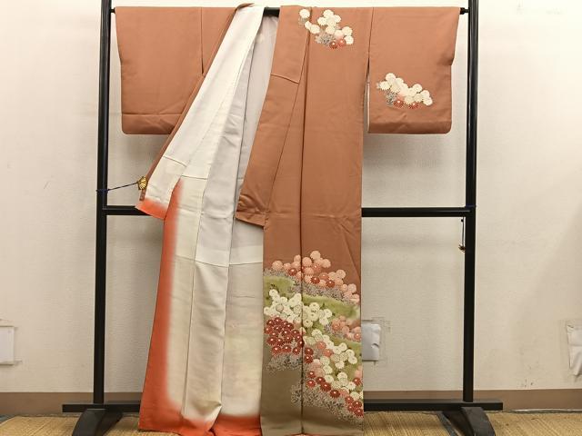 平和屋着物●訪問着 菊花文 暈し染め 金彩 正絹 逸品 BAAY1056mz