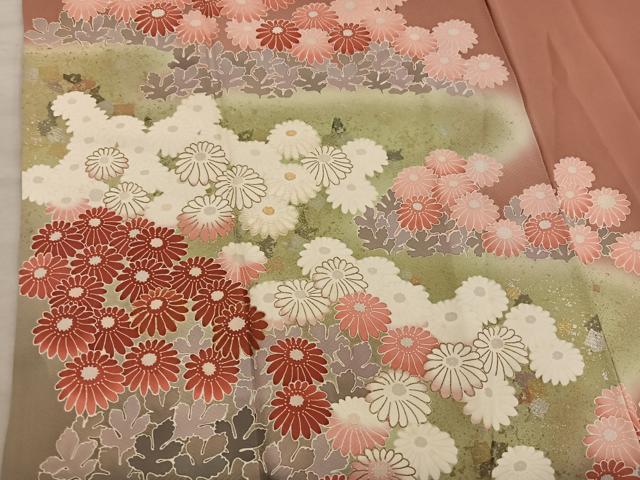 平和屋着物●訪問着 菊花文 暈し染め 金彩 正絹 逸品 BAAY1056mz