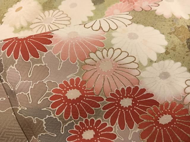 平和屋着物●訪問着 菊花文 暈し染め 金彩 正絹 逸品 BAAY1056mz