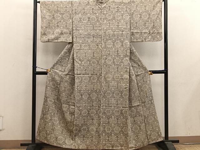 平和屋着物■上質な紬 亀甲花文 正絹 逸品 BAAY1057mz