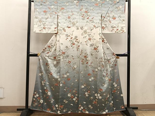 平和屋着物●訪問着 梅花文 暈し染め 暈し染め 正絹 逸品 BAAY1061mz