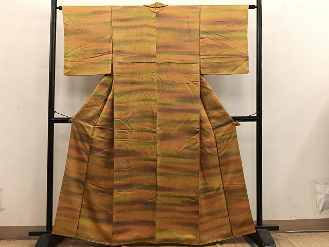 平和屋着物■上質な小紋 横段文 暈し染め 正絹 逸品 BAAY1062mz