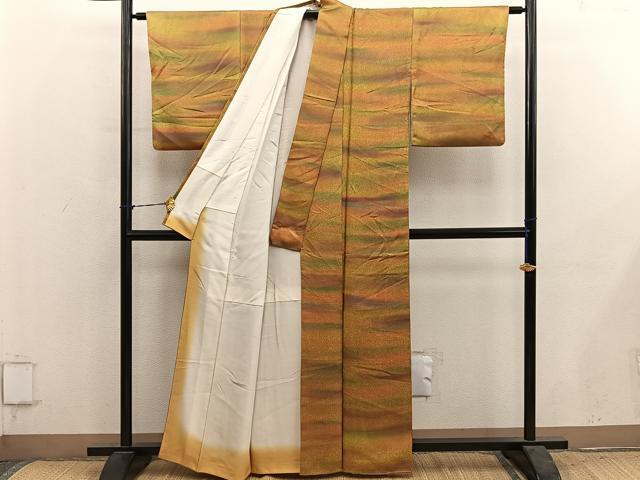 平和屋着物■上質な小紋 横段文 暈し染め 正絹 逸品 BAAY1062mz