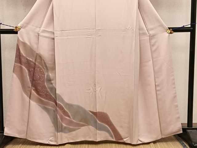 平和屋着物■訪問着 刺繍 流水草葉文 金彩 正絹 逸品 BAAY1068mz