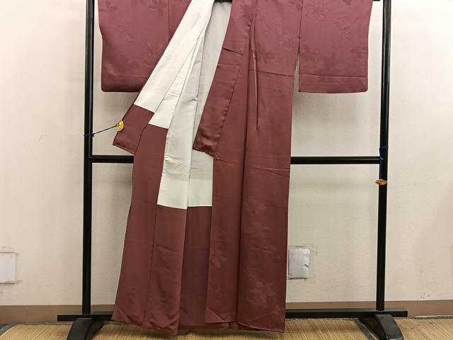 平和屋着物■上質な色無地 草花地紋 栗皮茶色 正絹 逸品 BAAY1073mz