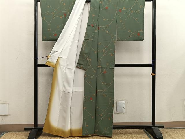 平和屋着物■上質な小紋 枝花文 正絹 逸品 BAAY1077mz