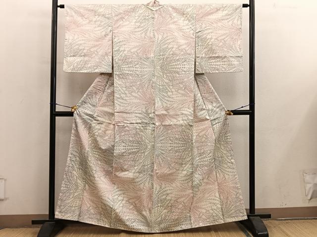 平和屋着物●本場大島紬 白大島 7マルキ 草葉文 正絹 逸品 BAAY1082mz