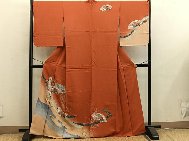平和屋着物■訪問着 地紙重ね花文 暈し染め 金彩 正絹 逸品 BAAY1084mz
