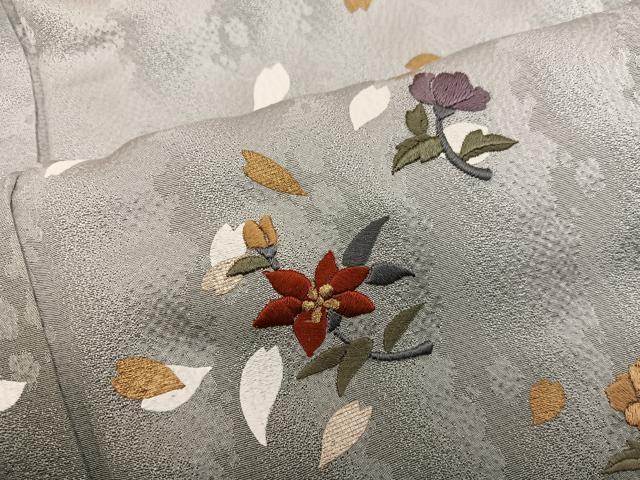 平和屋着物●訪問着 刺繍 草花文 暈し染め 金彩 正絹 逸品 BAAY1088mz
