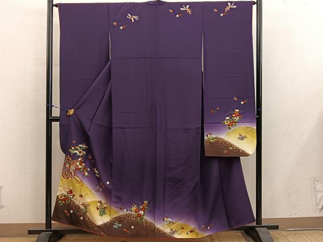 平和屋着物■豪華振袖 駒刺繍 御所車花文 暈し染め 金彩 正絹 逸品 BAAY1092mz