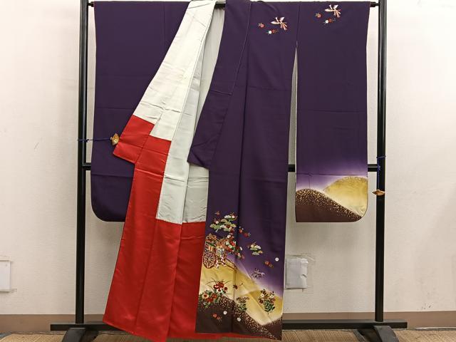 平和屋着物■豪華振袖 駒刺繍 御所車花文 暈し染め 金彩 正絹 逸品 BAAY1092mz
