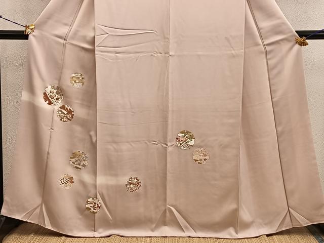 平和屋着物●訪問着 駒刺繍 雪輪菊花文 金彩 正絹 逸品 BAAY1095mz