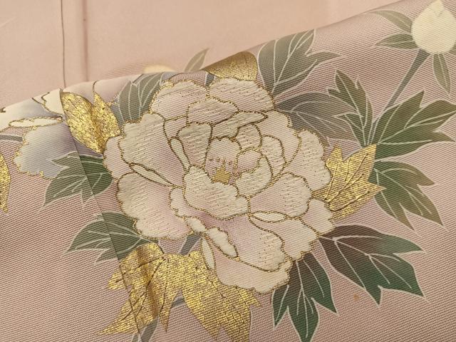 平和屋着物●訪問着 枝牡丹花文 暈し染め 金彩 正絹 逸品 BAAY1101mz