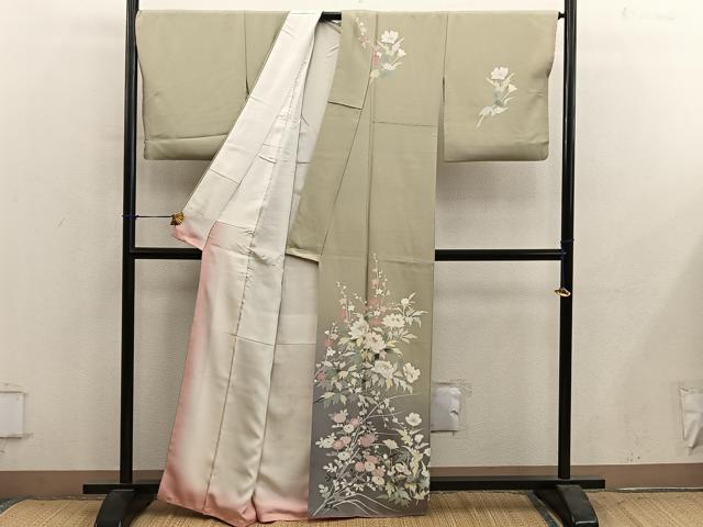 平和屋着物●訪問着 友禅 作家物 枝花文 暈し染め 正絹 逸品 BAAY1102mz