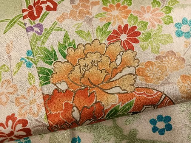 平和屋着物■訪問着 花車文 暈し染め 金彩 正絹 逸品 BAAY1104mz