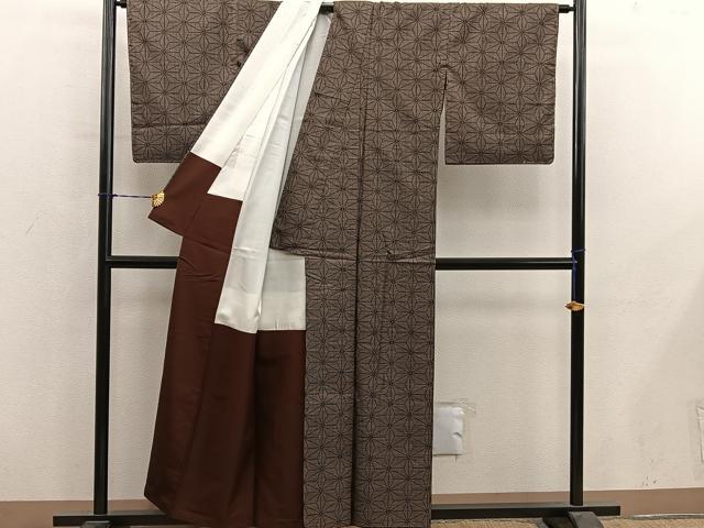 平和屋着物■本場大島紬 7マルキ 麻の葉文様 正絹 逸品 BAAY1119mz