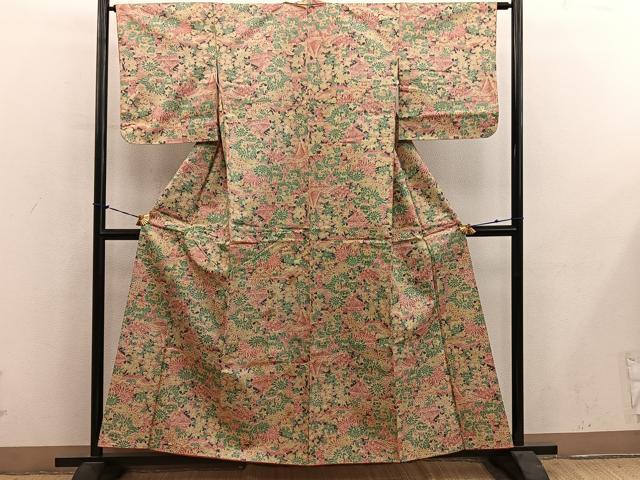 平和屋着物■上質な紬 風景花文 正絹 逸品 BAAY1121mz