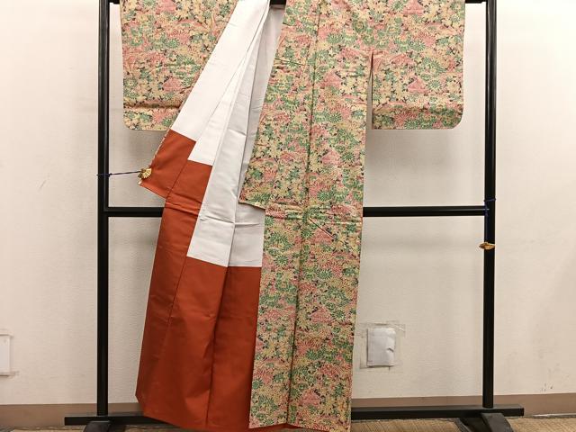 平和屋着物■上質な紬 風景花文 正絹 逸品 BAAY1121mz