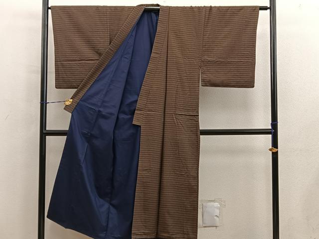 平和屋着物■男性 小紋 横段文 正絹 逸品 BAAY1123mz