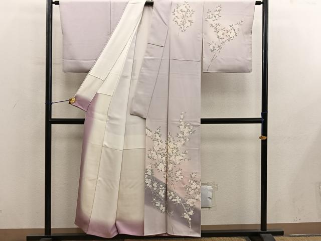 平和屋着物■訪問着 枝桜文 暈し染め 正絹 逸品 BAAY1124mz