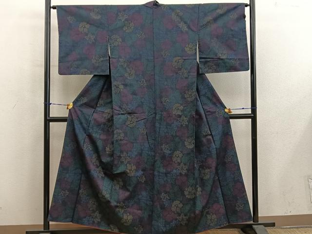 平和屋着物■上質な紬 草花文 正絹 逸品 BAAY1125mz