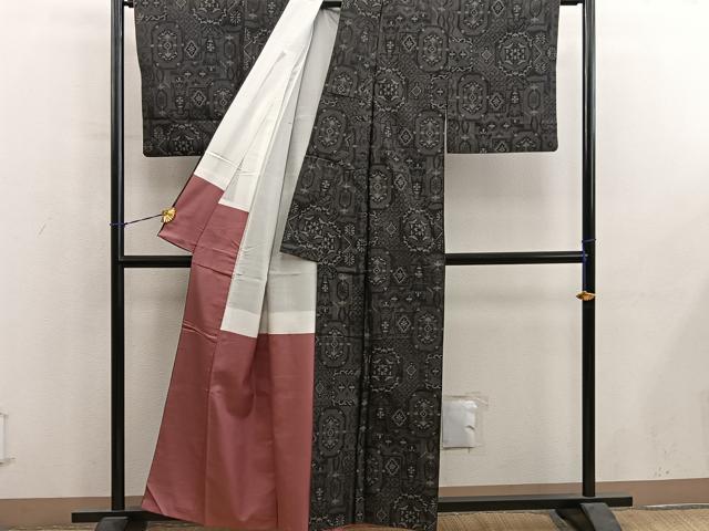 平和屋着物■本場大島紬 菱花文 正絹 逸品 BAAY1131mz