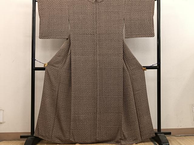平和屋着物■上質な小紋 矢絣文様 鬼しぼ縮緬 ますいわ屋扱い 正絹 逸品 BAAY1133mz