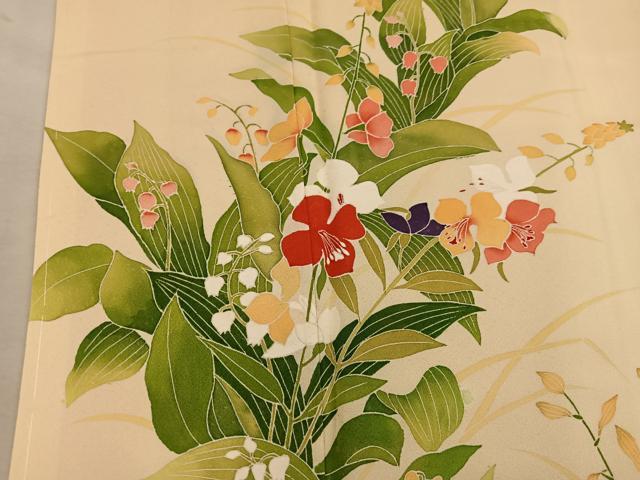 平和屋着物●訪問着 友禅 草花文 正絹 逸品 BAAY1139mz