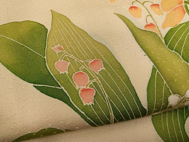 平和屋着物●訪問着 友禅 草花文 正絹 逸品 BAAY1139mz
