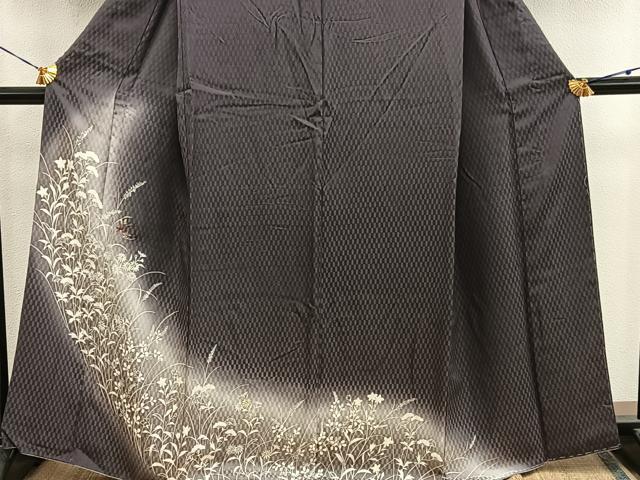 平和屋着物●訪問着 刺繍 市松地紋 菊花文 暈し染め 金彩 正絹 逸品 BAAY1140mz