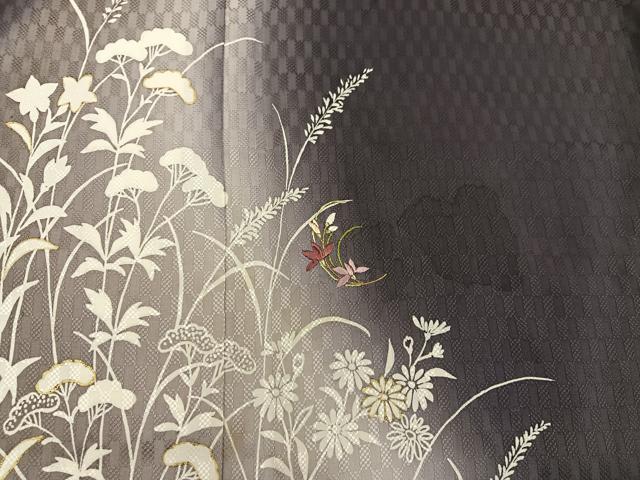 平和屋着物●訪問着 刺繍 市松地紋 菊花文 暈し染め 金彩 正絹 逸品 BAAY1140mz
