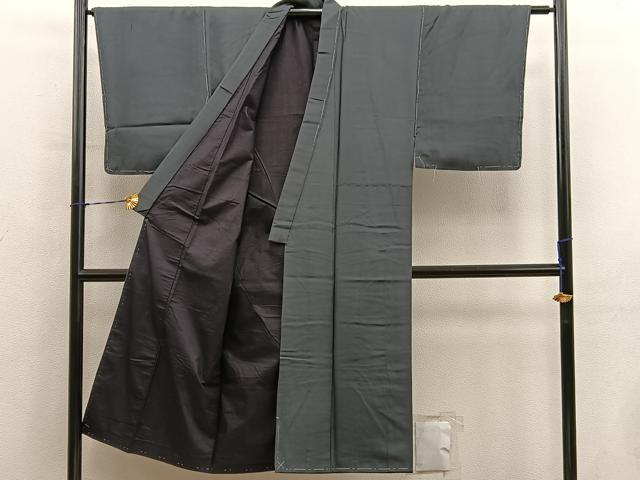 平和屋着物■男性 紬 黒緑色 正絹 逸品 未使用 BAAY1145mz