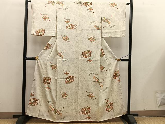 平和屋着物■上質な小紋 吉祥花文 正絹 逸品 BAAY1150mz