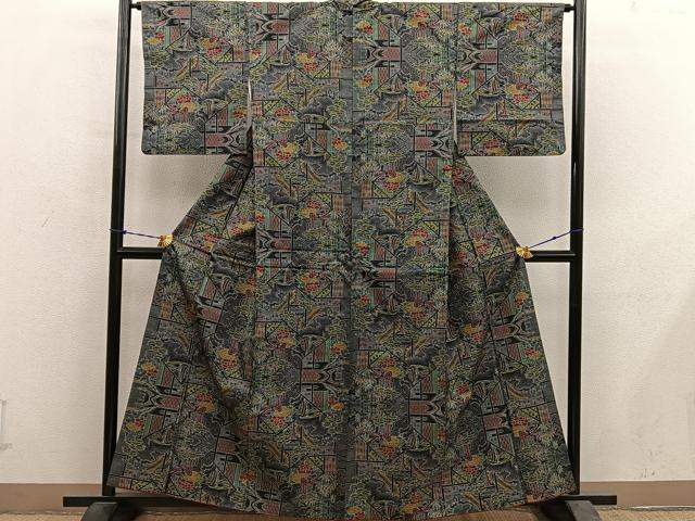 平和屋着物■本場大島紬 7マルキ 亀甲花文 正絹 逸品 BAAY1151mz